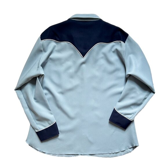 Vintage 70s H Bar C California Ranchwear Men’s Blue Button up Shirt - Picture 4 of 8